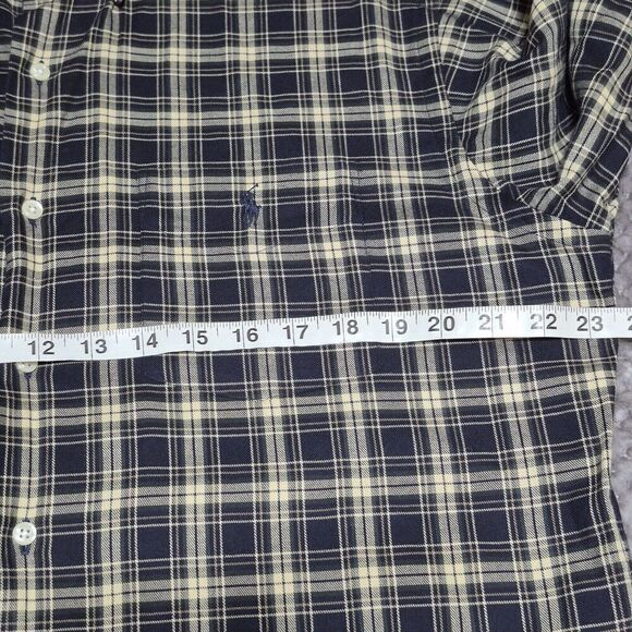 Ralph Lauren McMeel Men Plaid Shirt Preppy Navy Blue Pony Cotton L/S Size Medium - Picture 4 of 7